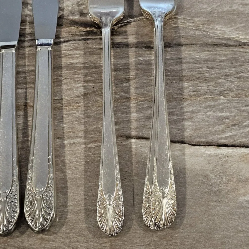 VTG Crown Radiance Silver Plate Flatware  Set 6 Settings Art‎ Deco 23 Pieces